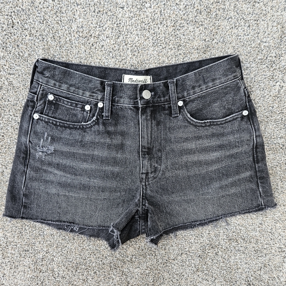 Madewell Relaxed Mid-Length Denim Shorts Black Bradbrook Wash Women's Size 26